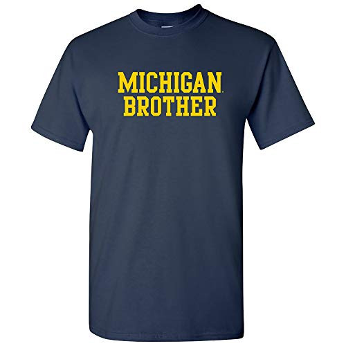 AS16 - University of Michigan Wolverines Brother Basic Block T-Shirt - Medium - Navy