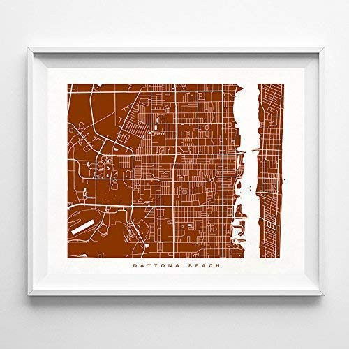 Daytona Beach Florida Street Road Map Home Decor Poster Urban City Hometown Wall Art Print - 70 Color Options - Unframed