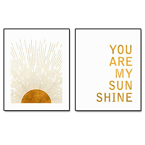Sun Rise Art  You Are My Sunshine  Kid Room Wall Decor  Boho Sun Wall Art  Minimalist Art  Boho Art Print  Modern Art  Sun Print  Set of 2 Prints - 8x10 inch - No Frame