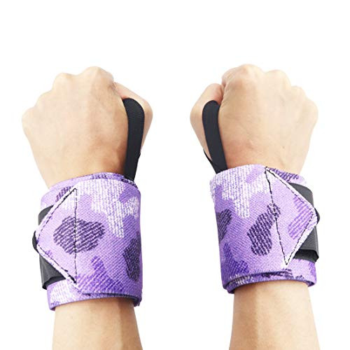 DETUCK TM Wrist Wraps Weightlifting with Thumb Loops  Wrist Support Braces for Men  Women  Weight Lifting  Crossfit  Powerlifting  Strength Training  One Pair   Purple