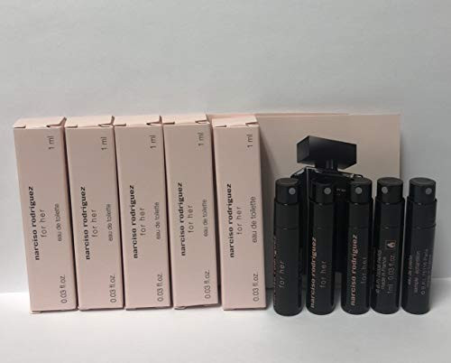 5 Narciso Rodriguez For Her EDT Spray Sample Vial 1ml 0.03 oz each 5 Narciso Rodriguez For Her EDT Spray Sample Vial 1ml 0.03 oz each