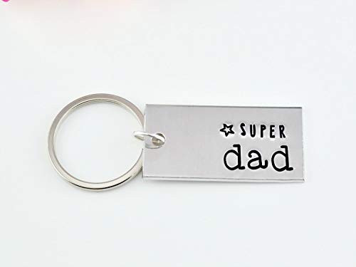 Super Dad Keychain - Hand Stamped Aluminum Key Chain  Father s Day Gift  Hero Daddy  New Dad Gift  Birthday Gift for Men  for Him