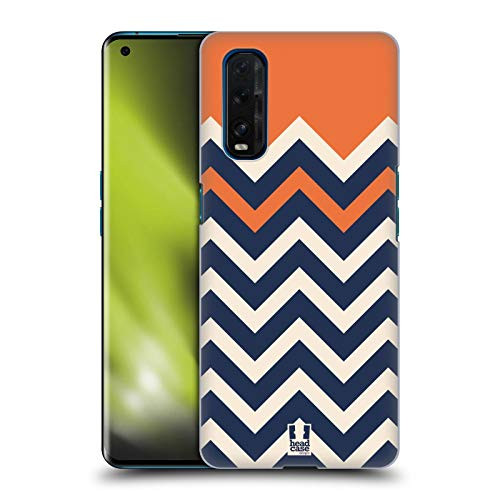 Head Case Designs Orange Colour Block Chevron Hard Back Case Compatible with Oppo Find X2