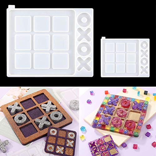 Tic Tac Toe Resin Molds  2Pcs Strategy XO Board Games Silicone Mold  Tic Tac Toe Epoxy Resin Molds Casting Molds  Kids Adult Table Game Party Game Travel Game Home Decoration Handmade Gift