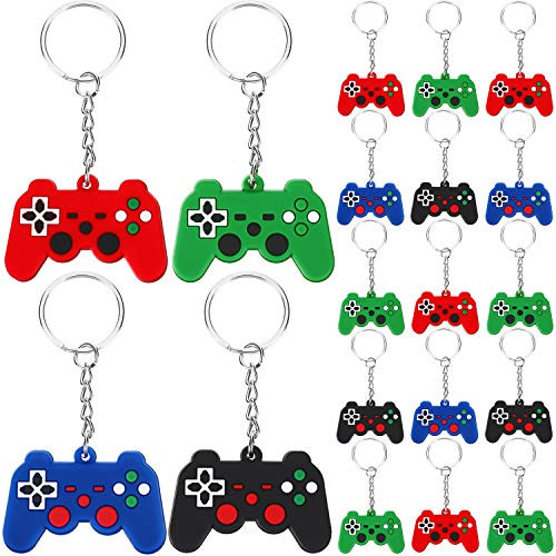 36 Pieces Video Game Keychain Game Party Favors Controller Keychain Video Game Handle Keychains Video Key Ring Game Controller Keychain for Video Game Party Favors Birthday Baby Shower  4 Colors