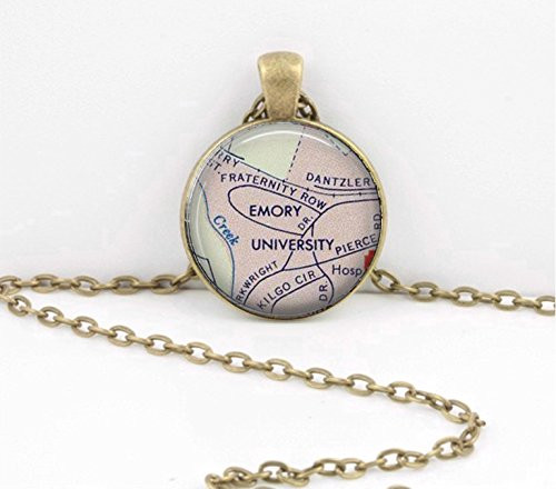 Emory University Map Grad Gift College Gift Vintage Map pendant necklace key ring travel gift jewelry