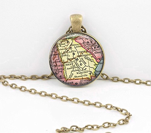Georgia Map Jewelry Vintage Map pendant necklace key ring travel gift jewelry