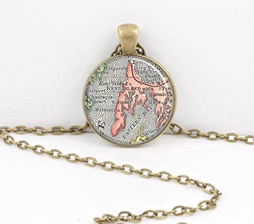 Kent Island Maryland Chesapeake Bay Map Vintage Map pendant necklace key ring travel gift jewelry Kent Island Maryland Chesapeake Bay Map Vintage Map pendant necklace key ring travel gift jewelry
