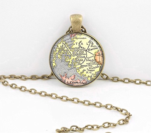 Easton and St Michael s Talbot County Maryland Map Vintage Map pendant necklace key ring travel gift jewelry Easton and St Michael s Talbot County Maryland Map Vintage Map pendant necklace key ring travel gift jewelry