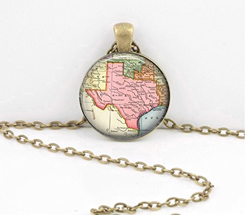 Texas Map Jewelry Vintage Map pendant necklace key ring travel gift jewelry Texas Map Jewelry Vintage Map pendant necklace key ring travel gift jewelry