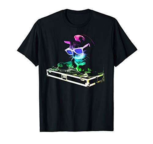 HOUSE CAT  Rainbow DJ Cat Kitty  T-Shirt