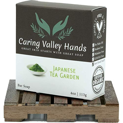 Green Tea Soap with Shea Butter  Japanese Tea Garden  2 Pack  2x 4oz bars  - Handmade  All Natural Soap by Caring Valley Hands