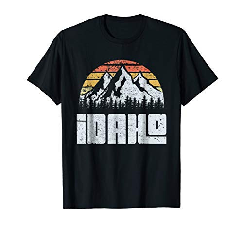 Vintage Idaho Mountains State Nature Sun Retro T Shirt