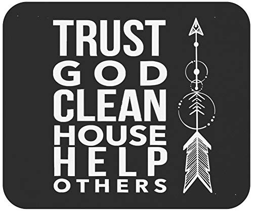 Jesus Christian Mousemat God Mousepad - Trust God Clean House Help Others Alcoholic AA Sobriety Tee Black Office Poster Mouse Pad Mouse Mat