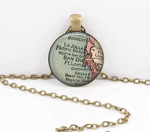 San Diego La Jolla California Map Jewelry Vintage Map pendant necklace key ring travel gift jewelry San Diego La Jolla California Map Jewelry Vintage Map pendant necklace key ring travel gift jewelry