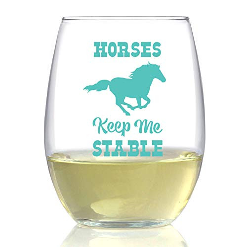 Horses Keep Me Stable - Cute Funny Stemless Wine Glass for Women and Men - Horse Gifts and Party Decor - Large 15 oz - Teal Horses Keep Me Stable - Cute Funny Stemless Wine Glass for Women and Men - Horse Gifts and Party Decor - Large 15 oz - Teal