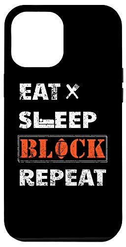 iPhone 12 Pro Max Eat Sleep Block Repeat Love Football Vintage Birthday Gift Case