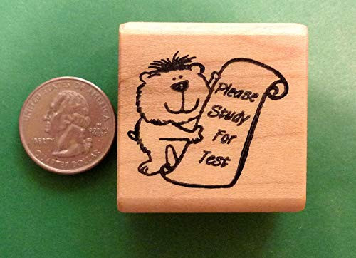 Please Study for Test Bear - Teacher s Wood Mounted Rubber Stamp - Rubber Stamp Wood Carving Blocks