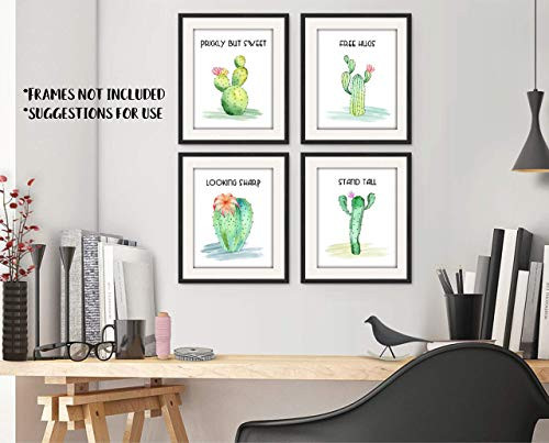 Cactus Wall Decor - Desert Humor Art - Succulent Botanical Prints Set of 4 - 8x10 - Unframed Cactus Wall Decor - Desert Humor Art - Succulent Botanical Prints Set of 4 - 8x10 - Unframed