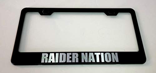Metal Stainless Steel License Plate Frame Car Tag Holder for Raider Nation Applicable to All tag License Frame Black