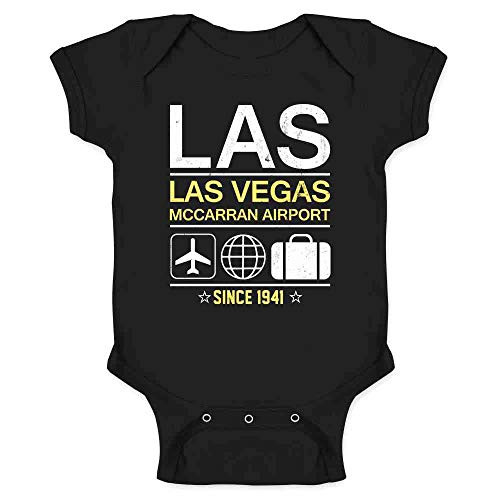 LAS Las Vegas Airport Code Since 1941 Travel Black 12M Infant Baby Boy Girl Bodysuit