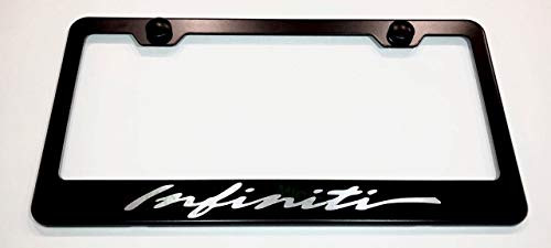 Metal Stainless Steel License Plate Frame Tag Holder for Infiniti Script Applicable to All tag License Frame Black  Fit  Infiniti