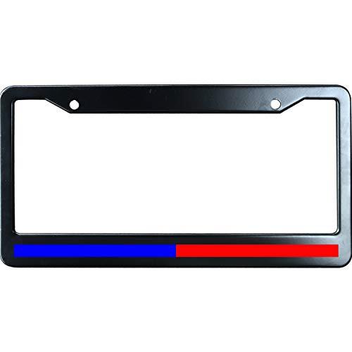 XYcustomBest Advanced Metal License Plate Frame - Support Police  and  Firefighter Blue Red Line
