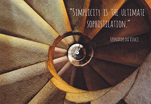 QUOTES20 - SIMPLICITY IS THE ULTIMATE SOPHISTICATION .. Leonardo Da Vinci - - A Postcard Inspirational Quote OF a Famous Person - .. from Hibiscus Express