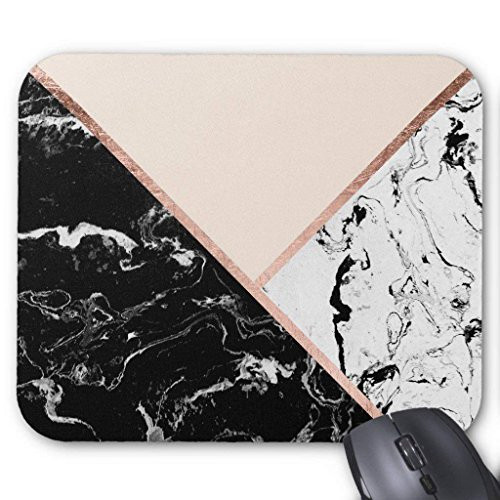 BGLKCS Modern Black White Marble Rose Gold Color Block Mouse Pad