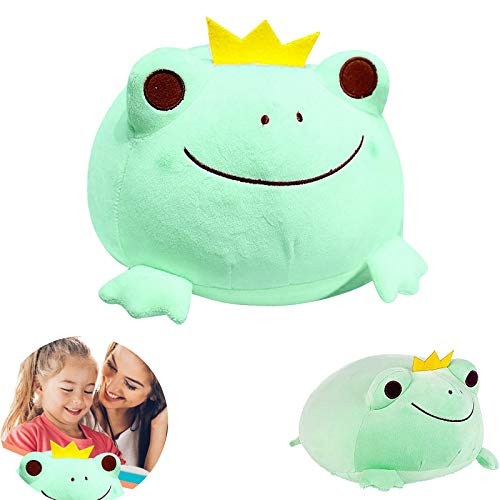 Asibeiul Super Soft Frog Plush  Cute Frog Stuffed Animal with Smile Face  Frog Plush Pillow  Adorable Plush Frog Toy Gift for Kids Children Girls Boys  Unique Crown Frog Decoration  Green 35cm
