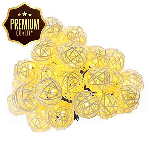 VBESTLIFE String Lights, 3m/9.8ft 20 LED Rattan Ball Fairy Lights, Graet Indoor Bedroom Christmas Wedding Home Patio Decoration - Warm White VBESTLIFE String Lights, 3m/9.8ft 20 LED Rattan Ball Fairy Lights, Graet Indoor Bedroom Christmas Wedding Home Patio Decoration - Warm White