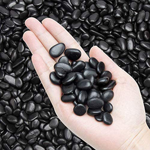 Black Small Decorative Pebbles - Aquarium Gravel River Rock Natural Polished Decorative Stones 3 8 inch Gravel Size Polished Pebbles Gravel for Plants Home Decor Landscaping Vase Fillers and More  5.7lb