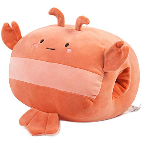 Soft Lobster Plush Hugging Pillow Stuffed Animal Doll Toy with Hand Muffs Warmer Kids Gifts for Birthday  Valentine  Christmas