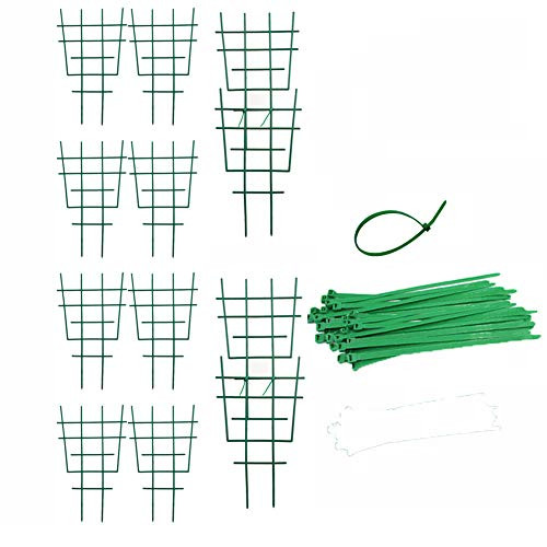 BELUPAID 12 Pack Plant Trellis with 40Pcs Twist Ties  Plastic Garden Plant Support DIY Climbing Trellis for Potted Climbing Plants Vines