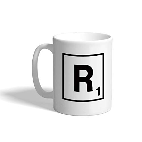 Ceramic Coffee Mug 11 Ounces inchR inch Scrabble Initial Monogram Letter R White Tea Cup Design Only