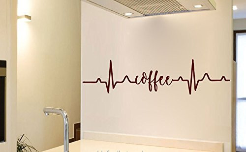 Coffee with Heartbeat Vinyl Wall Words Decal Sticker Graphic