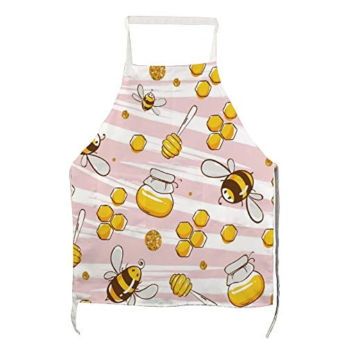 Kitchen ApronsVintage Honey Bee Insects Beehive Pollination Swarming Arthropod Invertebrate Hornet Bee Colony BumblebeeBeekeeping Bee RemovalWorker Bee Western Honey Bee Bee Swarming Soft Pink