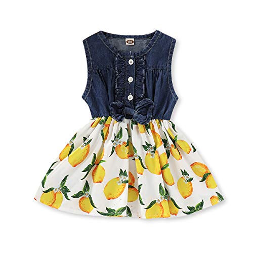 Toddler Girl Princess Dresses Infant Baby Girl Summer Dress Sleeveless Denim Top Floral Print Tutu Bowknot Skirts Sundress Playwear Outfits 12-18Months Toddler Girl Princess Dresses Infant Baby Girl Summer Dress Sleeveless Denim Top Floral Print Tutu Bowknot Skirts Sundress Playwear Outfits 12-18Months