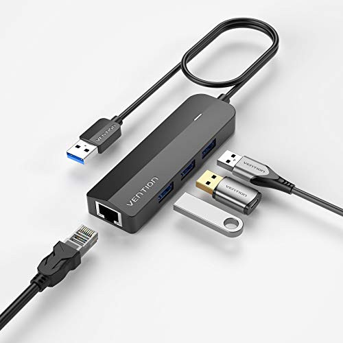 Ethernet Adapter? Vention 3-Port USB 3.0 HUB with RJ45 10 100 1000 Gigabit Ethernet Adapter Support MacBook  Mac OS  Surface Pro  Linux and More