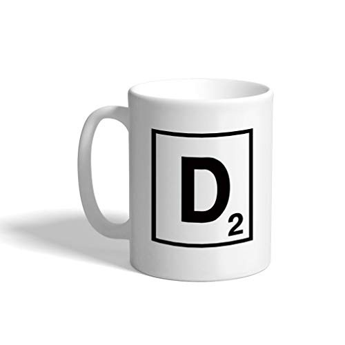 Ceramic Coffee Mug 11 Ounces inchD inch Scrabble Initial Monogram Letter D White Tea Cup Design Only
