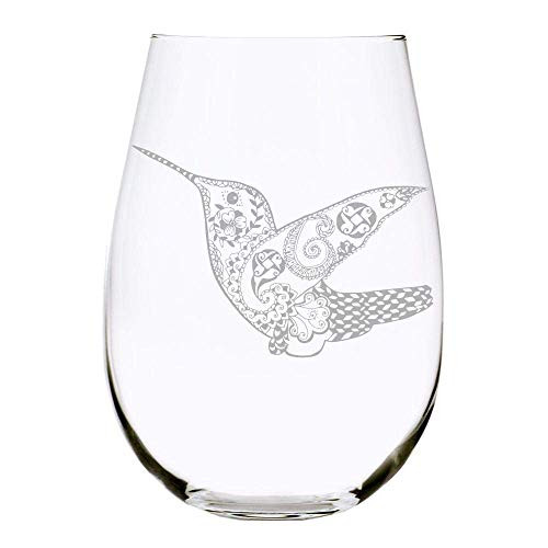 C M Hummingbird stemless wine glass