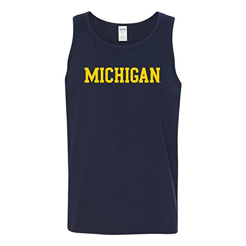 AT01 - Michigan Wolverines Basic Block Mens Tank Top - Large - Navy