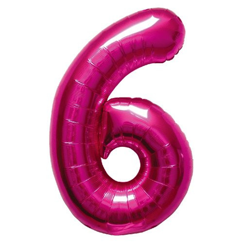 Northstar Foil Balloon 00140 Number 6-Magenta, 34", Pink