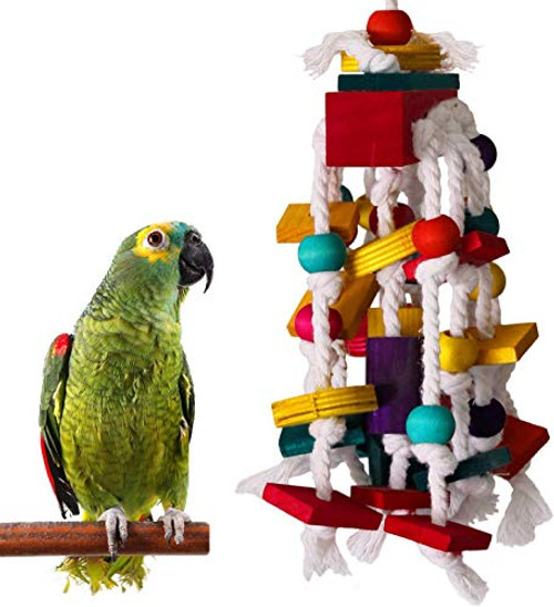 XINHUAN Bird Chewing Toy - Parrot Cage Bite Toys Wooden Block Bird Parrot Toys for Small and Medium Parrots and Birds
