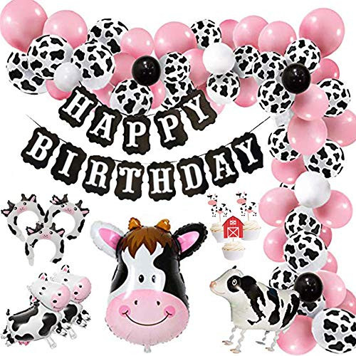 Finypa Funny Cow Party Decorations Balloon 85pcs Arch Garland Kit with Happy Birthday Banner Cow Print Balloons Baby Pink Balloons Walking Cow Mylar Balloon for Farm Birthday Party Farm Animal Theme Party Finypa Funny Cow Party Decorations Balloon 85pcs Arch Garland Kit with Happy Birthday Banner Cow Print Balloons Baby Pink Balloons Walking Cow Mylar Balloon for Farm Birthday Party Farm Animal Theme Party