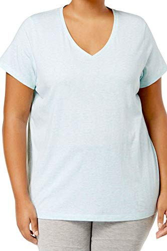 Hue Plus Size V-Neck Pajama Top  Aqua Heather 2X