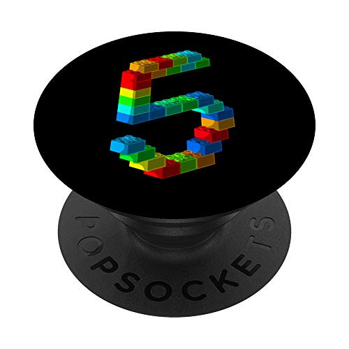 Cute Block Building 5th Birthday Gift 5 Years Old Boys Girls PopSockets PopGrip  Swappable Grip for Phones  and  Tablets