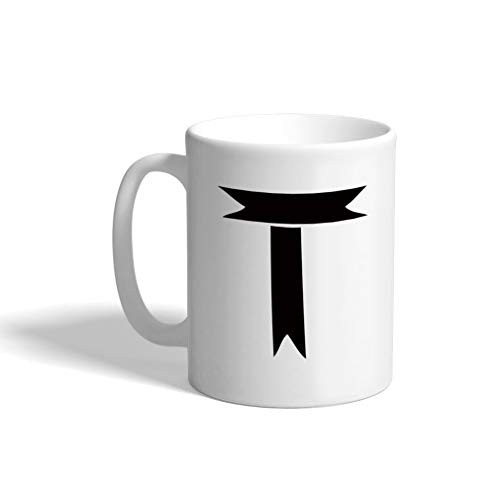 Ceramic Coffee Mug 11 Ounces inchT inch Wood Initial Monogram Letter T White Tea Cup Design Only