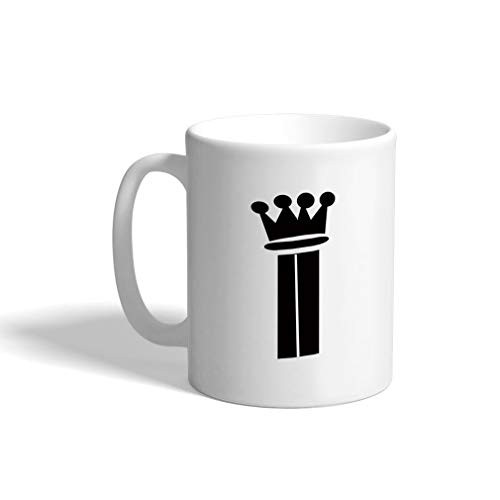 Ceramic Coffee Mug 11 Ounces inchI inch Crown Initial Monogram Letter I White Tea Cup Design Only