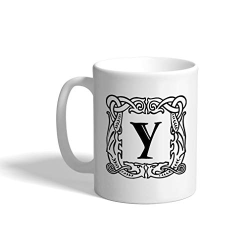 Ceramic Coffee Mug 11 Ounces inchY inch Maximilian Initial Monogram Letter Y White Tea Cup Design Only